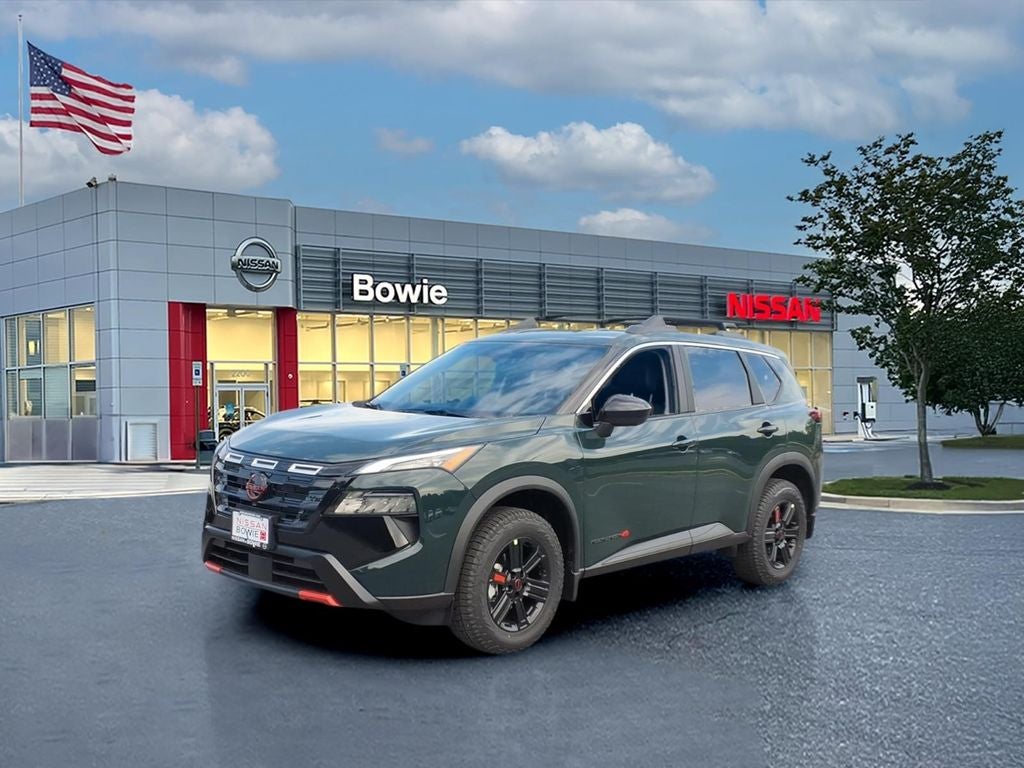2026 Nissan Rogue Rock Creek in Obsidian Green — front three-quarter view
