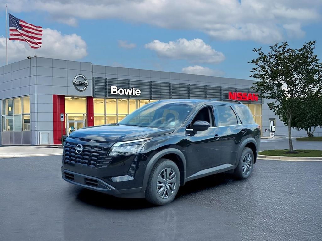 2026 Nissan Pathfinder SV in Super Black — front three-quarter view