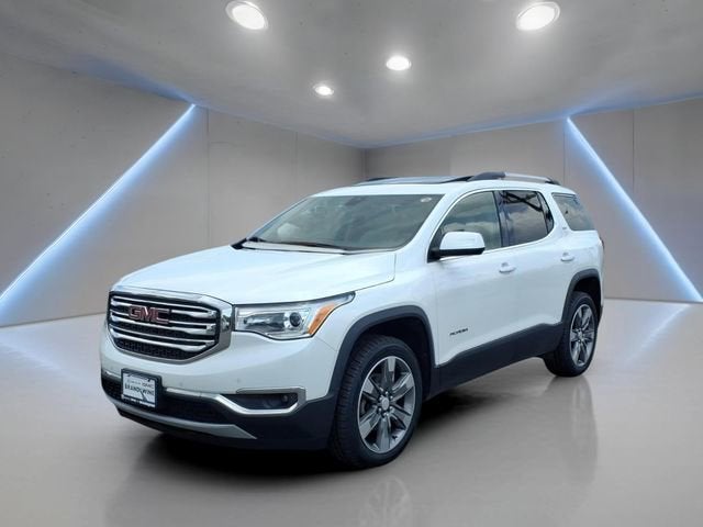 2018 GMC Acadia SLT in White Frost Tricoat — front three-quarter view
