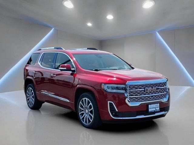 2023 GMC Acadia Denali in Volcanic Red Tintcoat — front three-quarter view