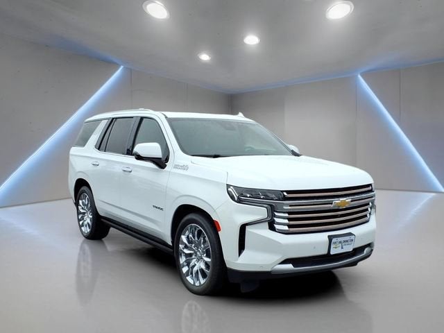 2024 Chevrolet Tahoe High Country in Summit White — front three-quarter view